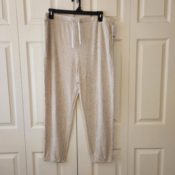 Auden Pants - Auden Cozy Ribbed Beige Jogger Pants XXL With Drawstring Waist & Pockets
